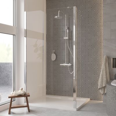 Besco Eco-N ścianka prysznicowa Walk-In 110 cm chrom/szkło przezroczyste EN-110-195C