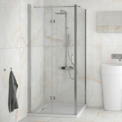 Besco Exo-CH ścianka prysznicowa 90 cm boczna chrom/szkło przezroczyste PCH-90-190C