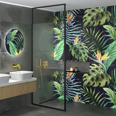 Besco Icon Walk-In ścianka prysznicowa 100 cm czarny mat/szkło przezroczyste IC-100-200C