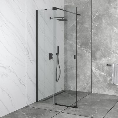 Besco Vayo Black Walk-In ścianka prysznicowa 100 cm czarny mat/szkło przezroczyste VYB-100-200C
