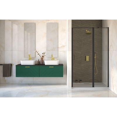 Besco Exo-C Black drzwi prysznicowe 110 cm uchylne czarny mat/szkło przezroczyste ECB-110-190C