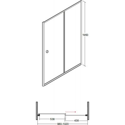 Besco Duo Slide drzwi prysznicowe 100 cm przesuwne chrom/szkło przezroczyste DDS-100