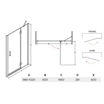 Besco Viva drzwi prysznicowe 100 cm prawe chrom/szkło przezroczyste DVP-100-195C