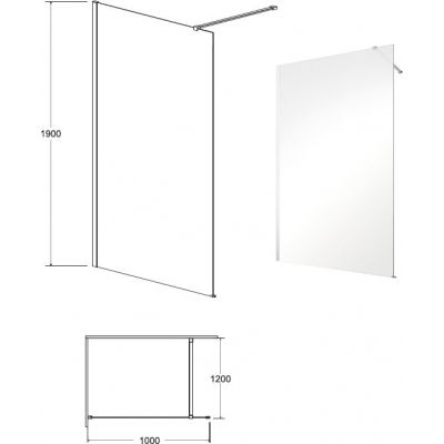 Besco Eco-N Black Walk-In ścianka prysznicowa 100 cm czarny mat/szkło przezroczyste ENB-100-195C