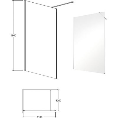 Besco Eco-N ścianka prysznicowa Walk-In 110 cm chrom/szkło przezroczyste EN-110-195C