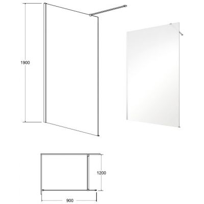 Besco Eco-N Black Walk-In ścianka prysznicowa 90 cm czarny mat/szkło przezroczyste ENB-90-195C