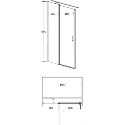 Besco Exo-C Black drzwi prysznicowe 110 cm uchylne czarny mat/szkło przezroczyste ECB-110-190C