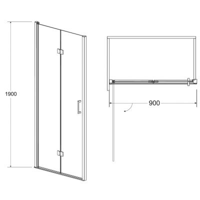 Besco Exo-H drzwi prysznicowe 90 cm składane chrom/szkło przezroczyste EH-90-190C