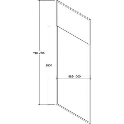 Besco Icon Walk-In ścianka prysznicowa 100 cm czarny mat/szkło przezroczyste IC-100-200C
