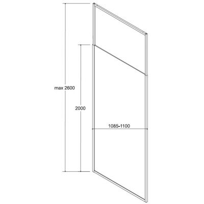 Besco Icon Walk-In ścianka prysznicowa 110 cm czarny mat/szkło przezroczyste IC-110-200C