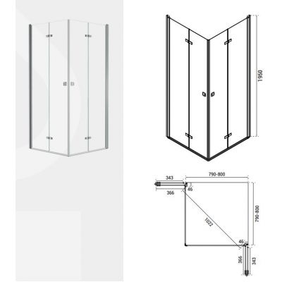 Besco Exo-H kabina prysznicowa 80x80 cm kwadratowa chrom połysk/szkło przezroczyste KEH-80-195