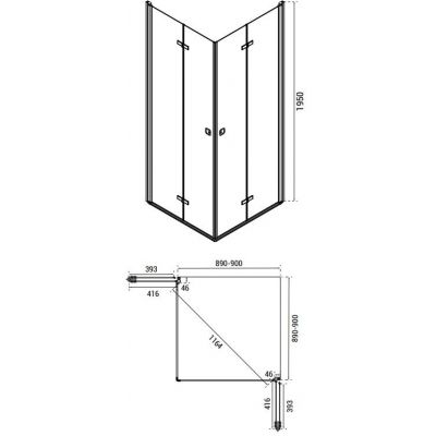 Besco Exo-H kabina prysznicowa 90x90 cm kwadratowa chrom połysk/szkło przezroczyste KEH-90-195