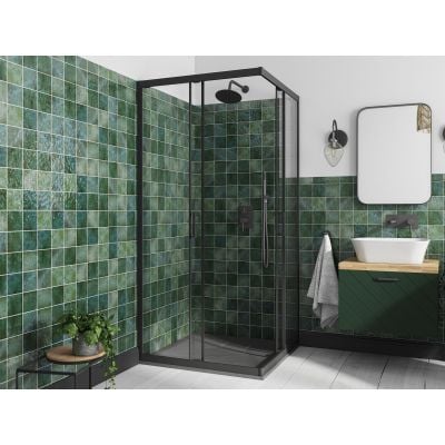 Besco Modern Black kabina prysznicowa 80x80 cm kwadratowa czarny mat/szkło przezroczyste MKB-80-190-C