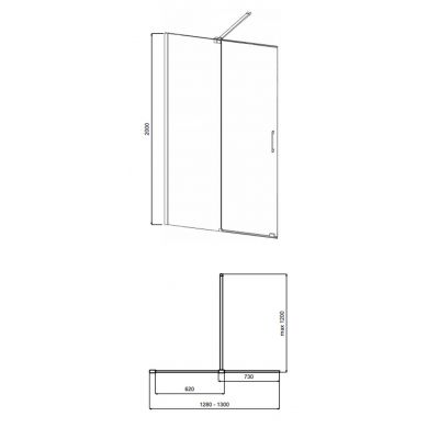 Besco Vayo Chrom ścianka prysznicowa walk-in 130 cm chrom połysk/szkło przezroczyste VY-130-200C