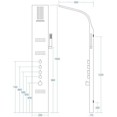 Corsan Akoja panel prysznicowy ścienny termostatyczny gwiezdna szarość A-025TAKOJASREBRNY