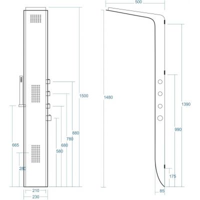 Corsan Duo panel prysznicowy ścienny termostatyczny czarny półmat A777TDUOBLACK/BLACKBL