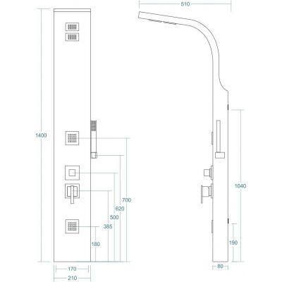 Corsan Bao panel prysznicowy ścienny termostatyczny drewno/chrom B-022TBAOCHROM