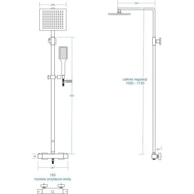 Corsan Adour Slim zestaw prysznicowy termostatyczny z deszczownicą chrom CMN00325SLIMADOUR