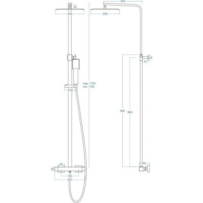 Corsan Ango zestaw prysznicowy termostatyczny z deszczownicą chrom CMN018ANGO