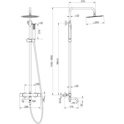 Corsan Lugo zestaw prysznicowy termostatyczny z deszczownicą chrom CMN01TCHW