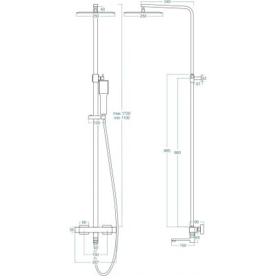 Corsan Ango zestaw prysznicowy termostatyczny z deszczownicą czarny półmat CMN020ANGO