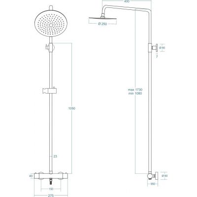 Corsan Lugo zestaw prysznicowy termostatyczny z deszczownicą czarny półmat CMN023LUGO