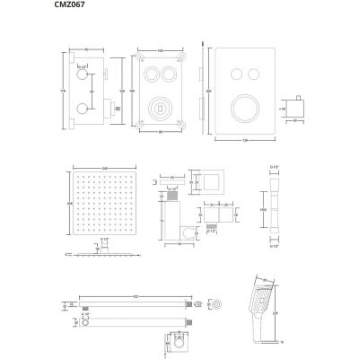 Corsan zestaw prysznicowy podtynkowy termostatyczny z deszczownicą czarny półmat CMZ067BL