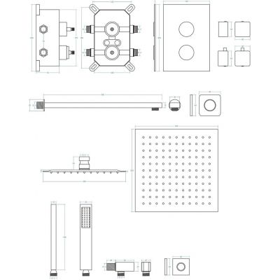 Corsan Adour zestaw prysznicowy podtynkowy termostatyczny z deszczownicą czarny półmat Z01TBLADOUR