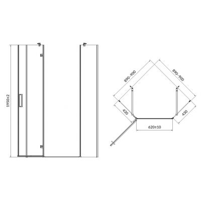 Cersanit Jota kabina prysznicowa 90x90 cm chrom połysk/szkło przezroczyste S160-014