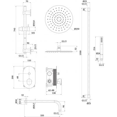 Cersanit Inverto SET B260 zestaw prysznicowy podtynkowy chrom S952-005