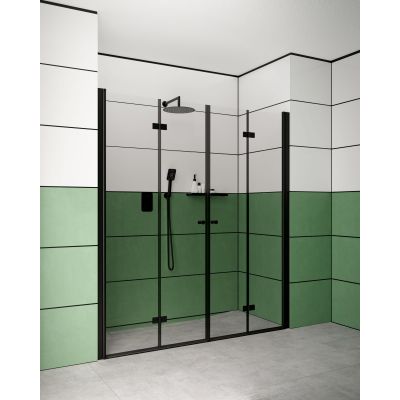 Zestaw Deante Kerria Plus kabina prysznicowa 90 cm kwadratowa czarny/szkło przezroczyste (KTSXN41P, KTSXN41P)