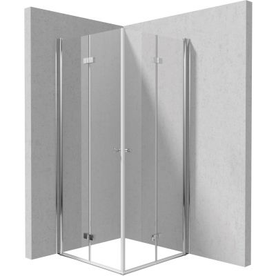 Zestaw Deante Kerria Plus kabina prysznicowa 100 cm kwadratowa chrom/szkło przezroczyste (KTSX043P, KTSX043P)