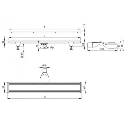 Deante Nero odpływ liniowy 60 cm odwracalny czarny mat KOSN06D