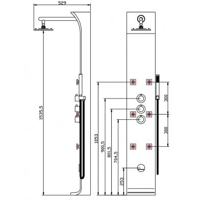 Panel prysznicowy szary Deante Jaguar Line NOX 351K