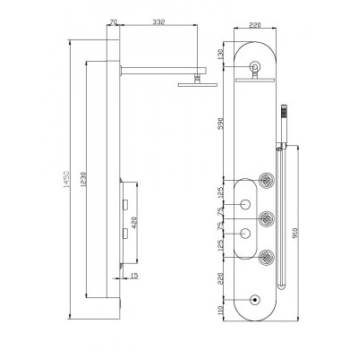 Panel prysznicowy z baterią termostatyczną Deante Duo NPD 351T