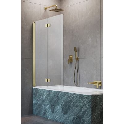 Radaway Nes PND I parawan nawannowy 120 cm 2-częściowy złoty szczotkowany/szkło przezroczyste 10010120-99-01L