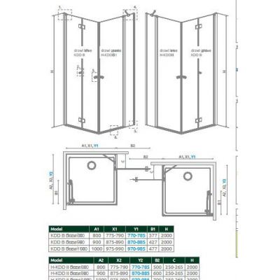 Radaway Nes Brushed Nickel H-KDD II drzwi prysznicowe 80 cm prawe nikiel szczotkowany/szkło przezroczyste 10016080-91-01R