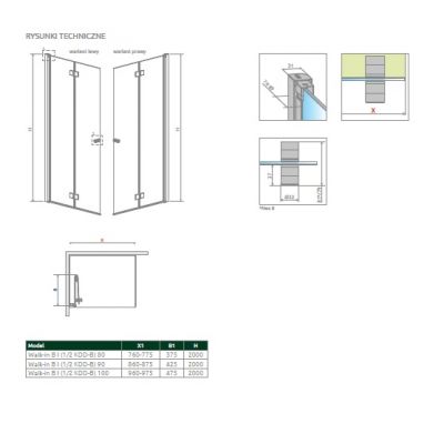 Radaway Nes Brushed Gold KDD B drzwi prysznicowe 80 cm składane brushed gunmetal/szkło przezroczyste 10024080-92-01R
