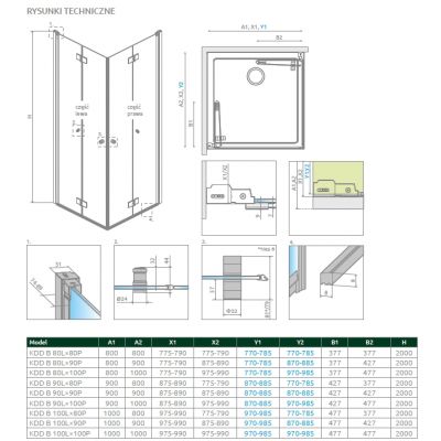 Radaway Nes Brushed Nickel KDD B kabina prysznicowa część prawa 90x90 cm kwadratowa nikiel szczotkowany/szkło przezroczyste 10024090-91-01R