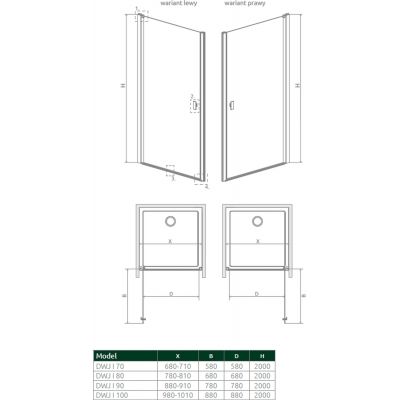 Radaway Nes DWJ I drzwi prysznicowe 80 cm wnękowe lewe chrom/szkło przezroczyste 10026080-01-01L