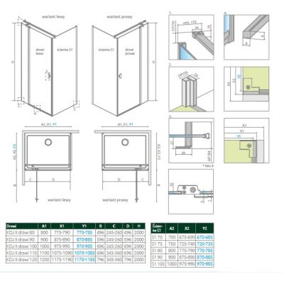 Radaway Nes Brushed Nickel KDJ II drzwi prysznicowe 90 cm uchylne nikiel szczotkowany/szkło przezroczyste 10032090-91-01L