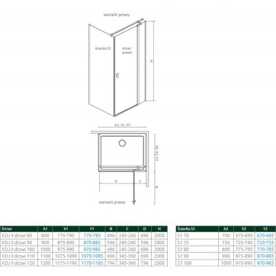 Radaway Nes KDJ II drzwi prysznicowe 120 cm prawe chrom/szkło przezroczyste 10032120-01-01R