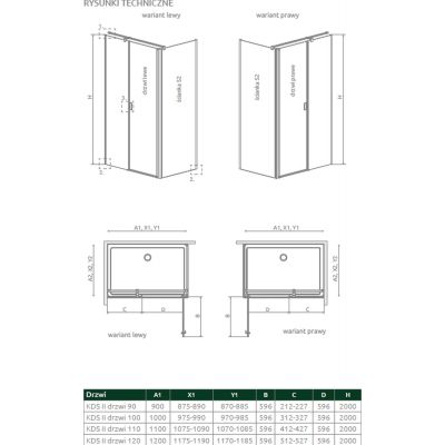 Radaway Nes Black KDS II drzwi prysznicowe 100 lewe czarny mat/szkło przezroczyste 10033100-54-01L