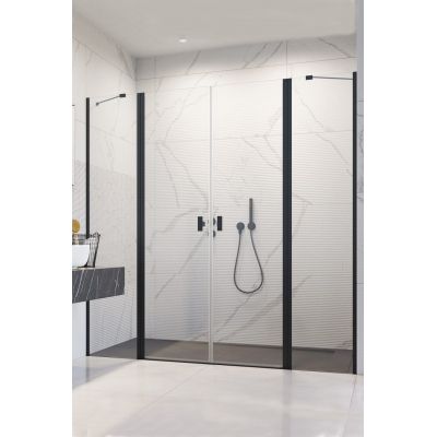Radaway Black Nes DWD II ścianki prysznicowe 57 cm czarny mat/szkło przezroczyste 10041057-54-01