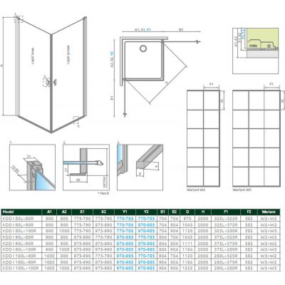 Radaway Nes 8 Black KDD I drzwi prysznicowe 90 cm lewe czarny mat/szkło Factory 10071090-54-55L