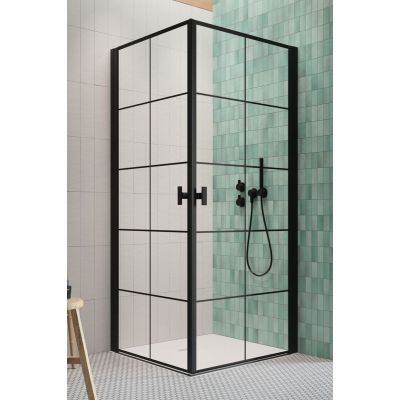 Radaway Nes 8 Black KDD I drzwi prysznicowe 90 cm prawe czarny mat/szkło Factory 10071090-54-55R