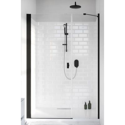 Radaway Nes 8 Black DWS drzwi prysznicowe 69,1 cm wnękowe lewe czarny mat/szkło przezroczyste 10078110-54-01L