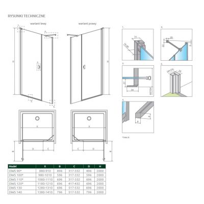 Radaway Nes Brushed Gold DWS drzwi prysznicowe 140 cm uchylne złoty szczotkowany/szkło przezroczyste 10028140-99-01R
