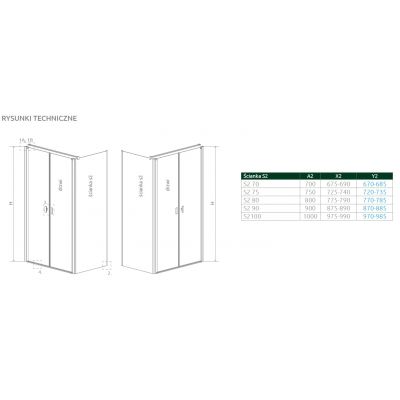 Radaway Nes 8 DWD+S ścianka prysznicowa 90 cm chrom połysk/szkło przezroczyste 10080090-01-01