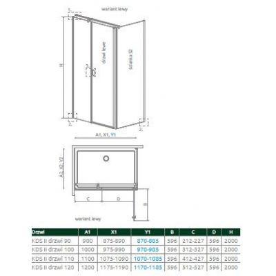 Radaway Nes 8 KDS II drzwi prysznicowe 120 cm lewe chrom połysk/szkło przezroczyste 10087120-01-01L